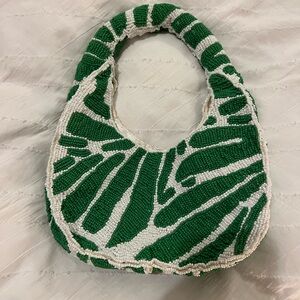 DSW Green and White Beaded Shoulder Bag